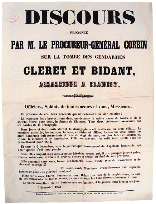 Discours pour les gendarmes Cléret et Bidant