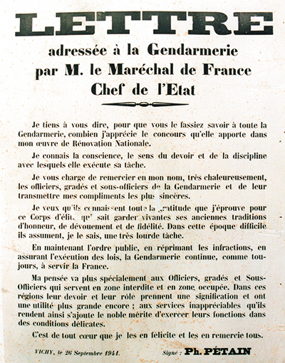 Lettre de Pétain